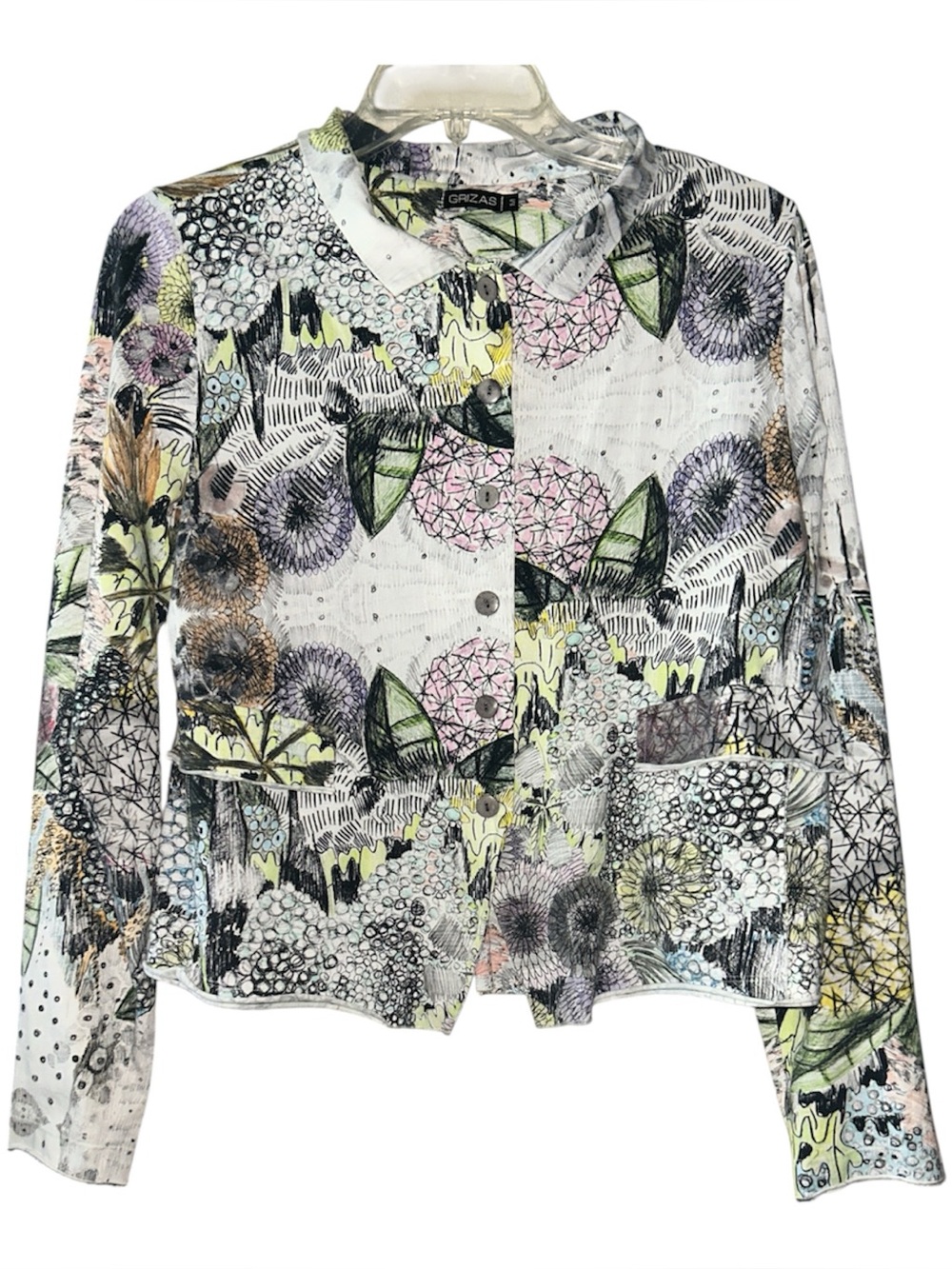 Grizas botanical stretch cotton top sz M